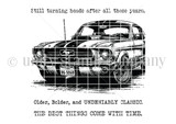 Still Turning Heads stamp set: a classic Mustang with 'Still turning heads after all these years' and 'Older, bolder, and undeniably classic.'