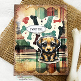 Handmade card framed with a large scalloped rectangle die cut.
