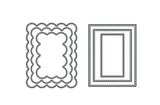 Two oversized scalloped rectangle cutting dies, one scalloped and one stitched, for BIG card frames.