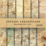 Antique Annotations 6x6 paper pack. Aged papers covered in vintage sepia handwriting and script.