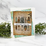 Card using Calico Country paper — a vintage burlap-look panel of fishing lures with 'Have a reel-y great day!'