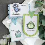 A cardmaking project featuring a flock of quirky, scruffy, wild-feathered little birds from Unity Stamp Co's Flock Talk red rubber stamp set, with the sentiment 'You're flockin' fabulous!'.
