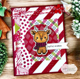 A card project showing a cute winter deer in a scarf, paired with the greeting "Just for you dear."