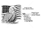 Honor and Valor red rubber stamp art — eagle with flag and patriotic sentiments including 'thank you for your service'