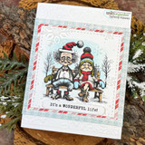 Rustic card with the old couple on a bench: 'It's a wonderful life!'