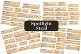 Ephemera sheets of vintage dictionary-style autumn word definitions printed on aged paper.