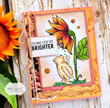 Warm card with Pooh and the sunflower, 'You make every day brighter.'