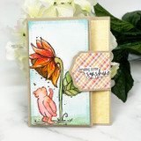 Card with a red-leaved sunflower and Pooh, 'Sending some sunshine.'