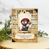Card with the Santa-hat chicken on vintage newsprint paper and "Underwear is NOT a Christmas gift. Santa's getting a letter"