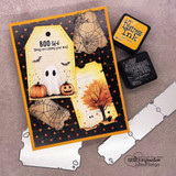 Card made with the Distressed Tickets dies. A die-cut ticket on a Halloween tag with 'BOO-tiful things are coming your way!'