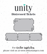 Distressed Tickets die set — two metal dies that cut worn, distressed ticket-shaped frames for layering sentiments.