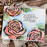 Card with painted roses and 'The Lord bless you and keep you... and give you peace.'