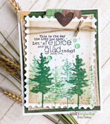 Rustic card with stamped evergreen trees and 'This is the day the Lord has made; let us rejoice and be glad today!'