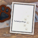 Clean card with cat and dog silhouettes and faint paw prints, 'Our hearts go out to you.'
