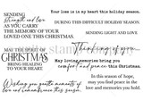 Christmas Comfort red rubber stamp art by Lisa Arana — nine holiday sympathy sentiments for grief and remembrance