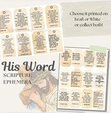 His Word Scripture Ephemera promo showing the tags available printed on kraft or white