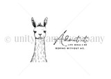 Red-rubber itty bitty stamp — a little llama with the sentiment 'Admit it. Life would be boring without me.'