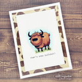 Brown yak on a white panel with 'that's some bullshit' over animal-print paper.