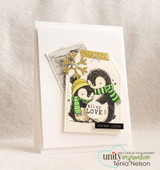 White minimalist card with gold snowflake tag — all my love, winter wishes