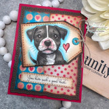 Card using the paper pack: a black-and-white puppy with 'You have such a good heart.'