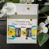 Card with mason jars and hearts, stamped 'i tolerate you. Happy Valentine's Day!'