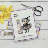 Card with the tutu-clad woman and birthday cake, captioned 'Old? Please.'