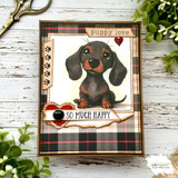 Handmade dog card layered with papers from the PUP-PUP paper pack.