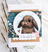 Handmade card featuring Luna, a gentle lop-eared bunny, with the sentiment "I'm here for you."