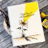 Handmade card with a single delicate poppy blooming up through a crack in the ground, sentiment 'Hope takes root in the hardest places' from the In the Light line.