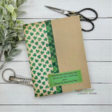 Card made with Clover & Charm paper — a mini green clover print with 'Happy St. Patrick's Day.'