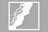 The By the Shore stencil, a white 6x6 template with a flowing wave and coastline cutout for building beach and ocean backgrounds.