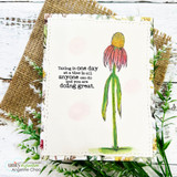 Card with a colored coneflower and 'here for you both.'