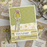 Card with a golden coneflower on green and 'Wishing you everything wonderful and lovely.'