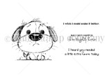 Red rubber stamp sheet with a droopy eyed round puppy sitting down, beside 'I wish I could make it better.' and 'I heard you needed a little extra love today.'