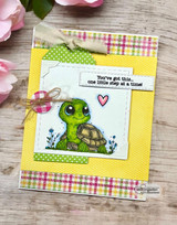 Yellow plaid card with the sweet turtle, 'You've got this... one little step at a time!'