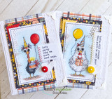 A card project showing a quirky party-hatted chicken, paired with the greeting "You're still younger than you'll be next year."