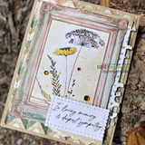 Card with the wildflowers in a vintage frame and 'in loving memory & deepest sympathy.'
