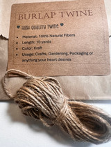 Burlap Twine — a bundle of kraft-colored 100% natural fiber twine, 10 yards, for wrapping gifts, tags and rustic handmade cards.