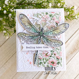Soft floral card with the dragonfly and 'Healing takes time'