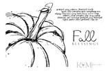 Pumpkin Hearth red rubber stamp sheet: a large sketchy pumpkin with 'Fall Blessings' and 'As leaves drift gently down, may kindness and love fall softly around you.'
