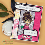 Grumpy cat in a robe and curlers on a pink card with 'some women do yoga to find peace... I just take off my bra.'