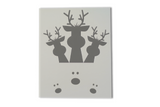 Holiday Reindeer stencil — three reindeer with antlers above dotted reindeer noses for layered holiday backgrounds.