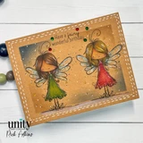 Kraft-toned card with two fairies in green and orange dresses and 'Have a fairy wonderful birthday' across the top.