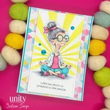 Card with the yoga woman over sun rays on a pink base and 'Life's too short to pretend to like people.'