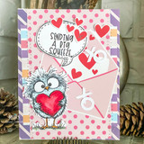 Card with the bird, a heart envelope and 'SENDING A BIG SQUEEZE.'