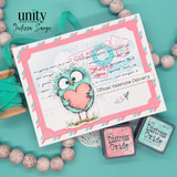 Postcard-style card with the bird holding a heart and 'Official Valentine Delivery.'