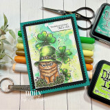 Green card with the grumpy leprechaun cat, 'You think you're lucky? That's cute.'