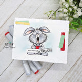 Clean card with the yawning bunny and 'Manifesting RETIREMENT.'