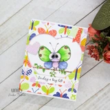 Darling butterfly card with heart frame and “Sending a tiny lift” sentiment.