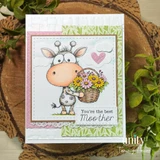 Cute cow card with flowers and “best Moo-ther” message.